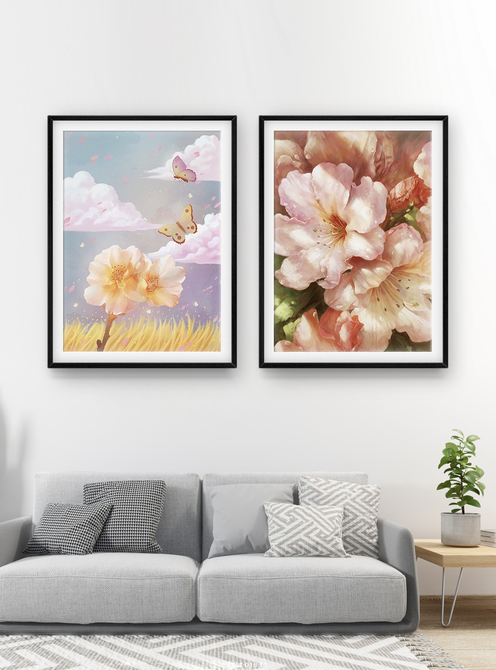 Hoa lá tranh vẽ CHL2-015-KG